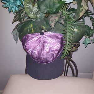 Unisex Purple Snake Skin silky flat brim hat